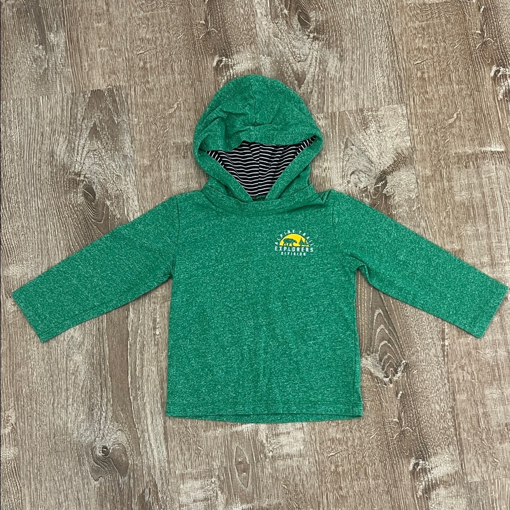 The Children's Place Green Hooded Long Sleeve Tee with Striped Lined Hood